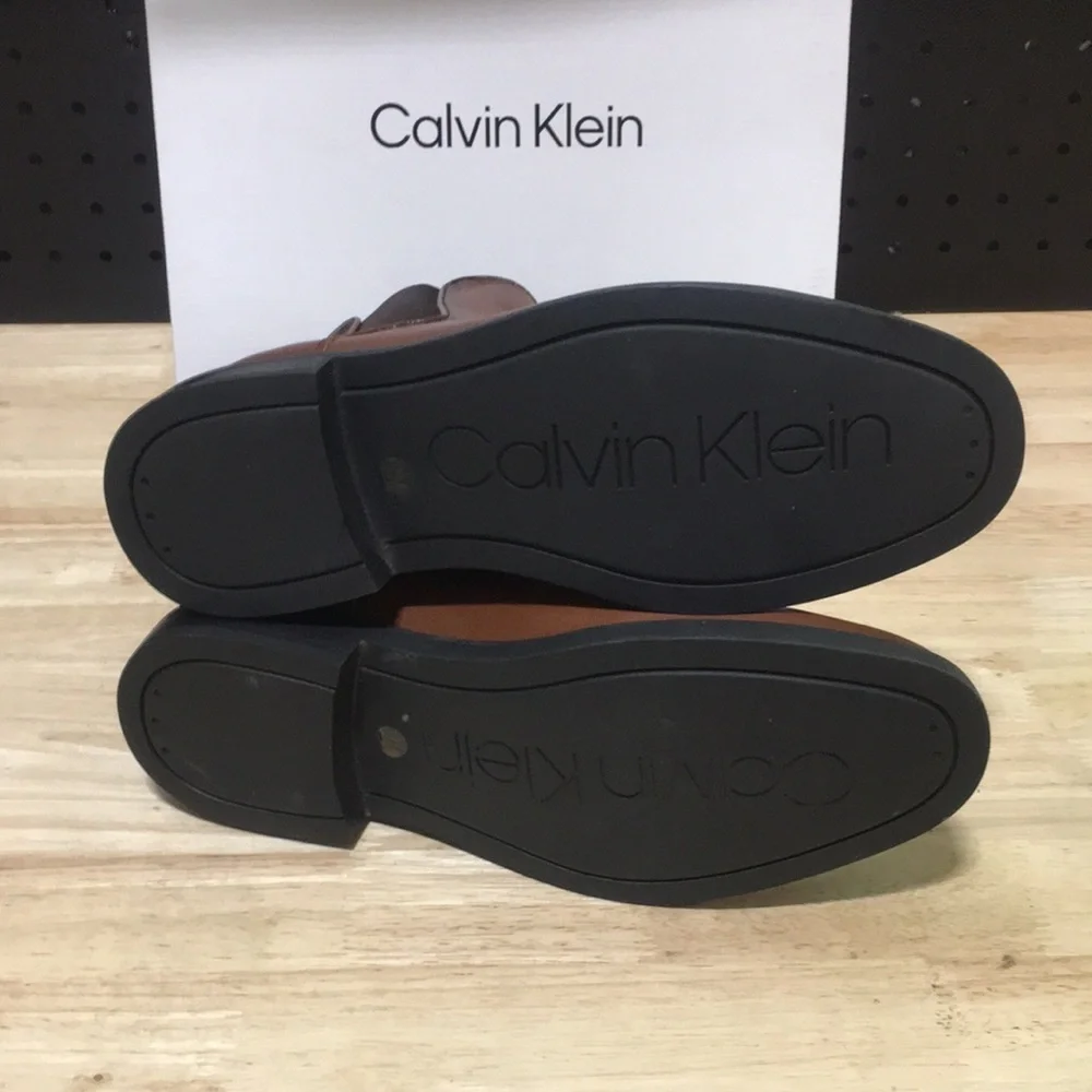 New WB Calvin Klein Men's Brown Leather Boots